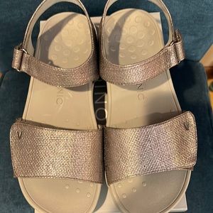 New, never worn Vionic sandals. Dark silver or gunmetal color. Very comfortable